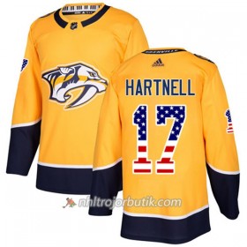 Män Ishockey Nashville Predators Tröja Scott Hartnell 17 Adidas 2017-2018 Guld USA Flag Fashion Authentic